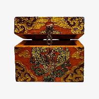 Buddhist Wooden Box, Tibetan Style With Traditional Colors