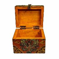 Buddhist Wooden Box, Tibetan Style With Traditional Colors