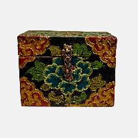 Buddhist Wooden Box, Tibetan Style With Traditional Colors