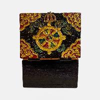 Buddhist Wooden Box, Tibetan Style With Traditional Colors