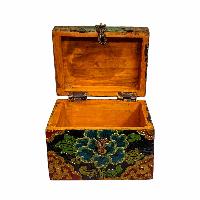 Buddhist Wooden Box, Tibetan Style With Traditional Colors