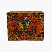 Buddhist Wooden Box, Tibetan Style With Traditional Colors