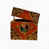 Buddhist Wooden Box, Tibetan Style With Traditional Colors