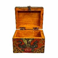 Buddhist Wooden Box, Tibetan Style With Traditional Colors