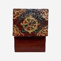 Buddhist Wooden Box, Tibetan Style With Traditional Colors