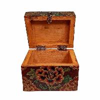 Buddhist Wooden Box, Tibetan Style With Traditional Colors