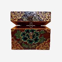 Buddhist Wooden Box, Tibetan Style With Traditional Colors