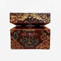 Buddhist Wooden Box, Tibetan Style With Traditional Colors