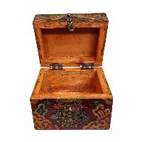 Buddhist Wooden Box, Tibetan Style With Traditional Colors