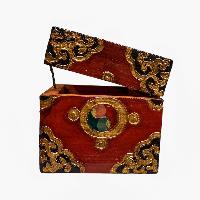 Buddhist Wooden Box, Tibetan Style With Traditional Colors