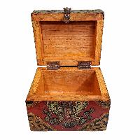 Buddhist Wooden Box, Tibetan Style With Traditional Colors