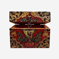 Buddhist Wooden Box, Tibetan Style With Traditional Colors