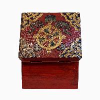 Buddhist Wooden Box, Tibetan Style With Traditional Colors