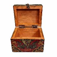 Buddhist Wooden Box, Tibetan Style With Traditional Colors