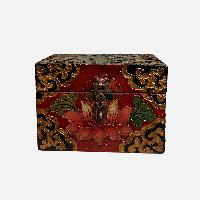 Buddhist Wooden Box, Tibetan Style With Traditional Colors