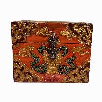 Buddhist Wooden Box, Tibetan Style With Traditional Colors