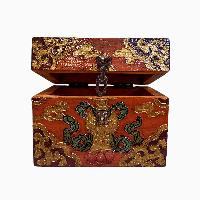 Buddhist Wooden Box, Tibetan Style With Traditional Colors