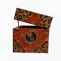 Buddhist Wooden Box, Tibetan Style With Traditional Colors