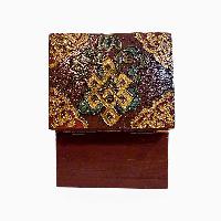 Buddhist Wooden Box, Tibetan Style With Traditional Colors