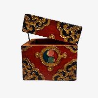 Buddhist Wooden Box, Tibetan Style With Traditional Colors