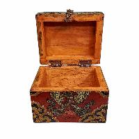 Buddhist Wooden Box, Tibetan Style With Traditional Colors