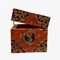 Buddhist Wooden Box, Tibetan Style With Traditional Colors