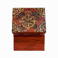 Buddhist Wooden Box, Tibetan Style With Traditional Colors