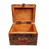 Buddhist Wooden Box, Tibetan Style With Traditional Colors