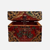 Buddhist Wooden Box, Tibetan Style With Traditional Colors