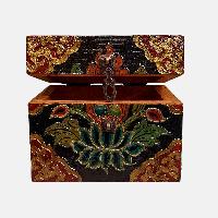 Buddhist Wooden Box, Tibetan Style With Traditional Colors