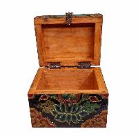 Buddhist Wooden Box, Tibetan Style With Traditional Colors