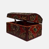 Buddhist Wooden Box, Tibetan Style With Traditional Colors