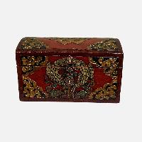 Buddhist Wooden Box, Tibetan Style With Traditional Colors