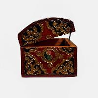 Buddhist Wooden Box, Tibetan Style With Traditional Colors