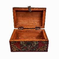 Buddhist Wooden Box, Tibetan Style With Traditional Colors