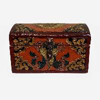 Buddhist Wooden Box, Tibetan Style With Traditional Colors