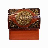 Buddhist Wooden Box, Tibetan Style With Traditional Colors