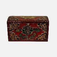 Buddhist Wooden Box, Tibetan Style With Traditional Colors