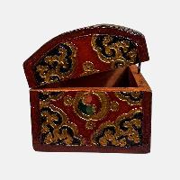 Buddhist Wooden Box, Tibetan Style With Traditional Colors