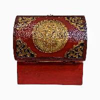 Buddhist Wooden Box, Tibetan Style With Traditional Colors