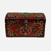 Buddhist Wooden Box, Tibetan Style With Traditional Colors