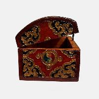 Buddhist Wooden Box, Tibetan Style With Traditional Colors