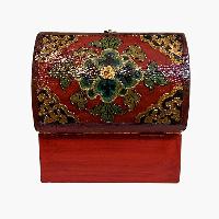 Buddhist Wooden Box, Tibetan Style With Traditional Colors