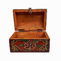 Buddhist Wooden Box, Tibetan Style With Traditional Colors