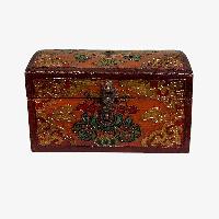 Buddhist Wooden Box, Tibetan Style With Traditional Colors