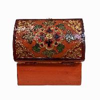 Buddhist Wooden Box, Tibetan Style With Traditional Colors