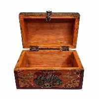 Buddhist Wooden Box, Tibetan Style With Traditional Colors