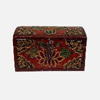 Buddhist Wooden Box, Tibetan Style With Traditional Colors