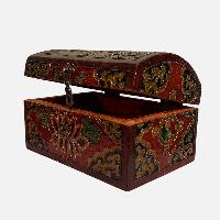 Buddhist Wooden Box, Tibetan Style With Traditional Colors