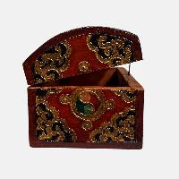 Buddhist Wooden Box, Tibetan Style With Traditional Colors